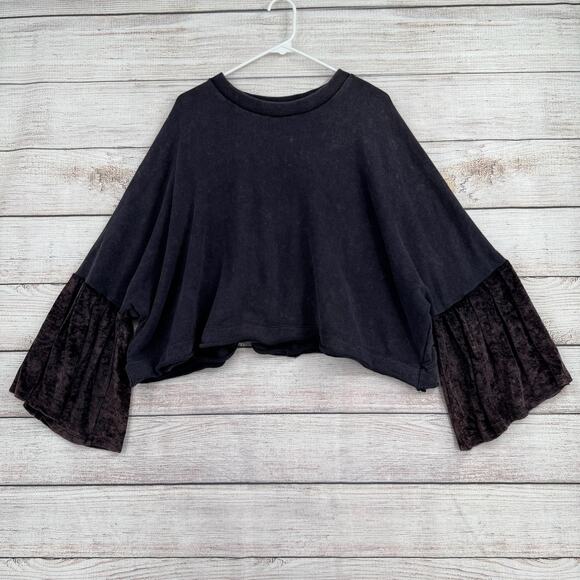 Free People Terry Cloth Oversized Boxy Sweatshirt Womens M Blue Purple Flare - Picture 1 of 13